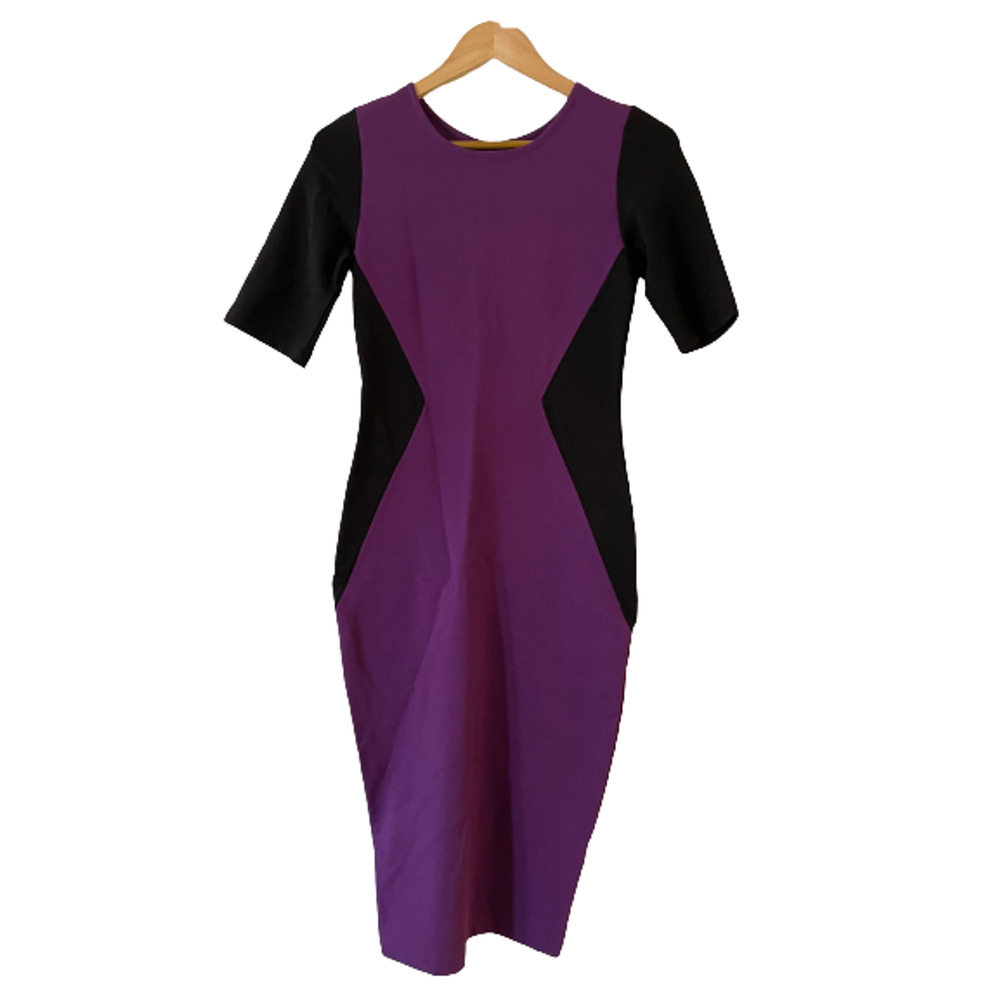 Felicity‎ & Coco Size S Bodycon Sheath Dress Colorblock Back Zip Short Sleeve